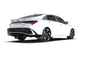 Hyundai Elantra Mud Flaps - Front + Rear - Rally Armor - UR Black/Metallic Black Logo - Black - `24-`25